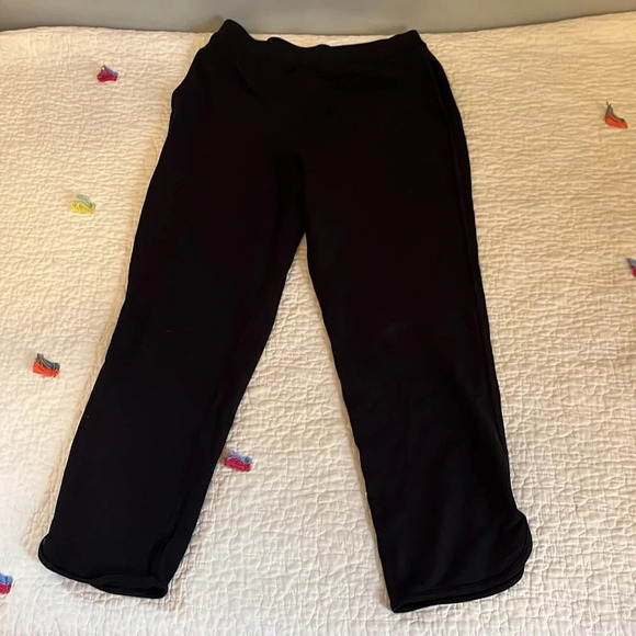 Lululemon womens size large black athletic cotton blend stretchy yoga pants 8 - Picture 1 of 8